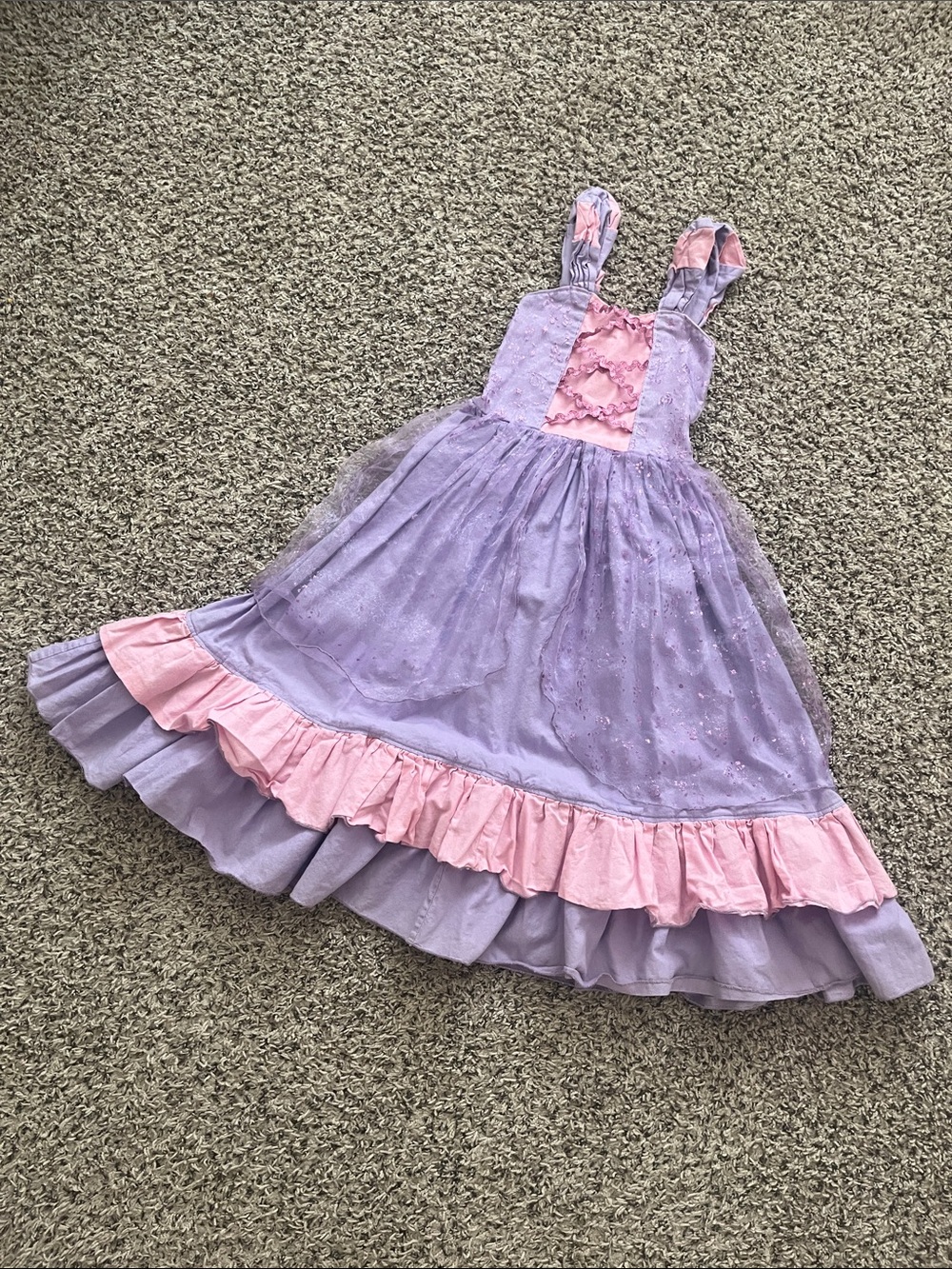 Rapunzel Princess Lilac and Pink Ruffle Tulle Dress Sz 5/6 Girls